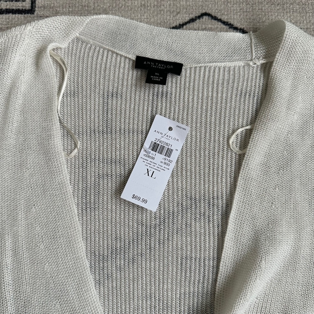 Women's Ann Taylor Cardigan Sweater XL White - Picture 2 of 7